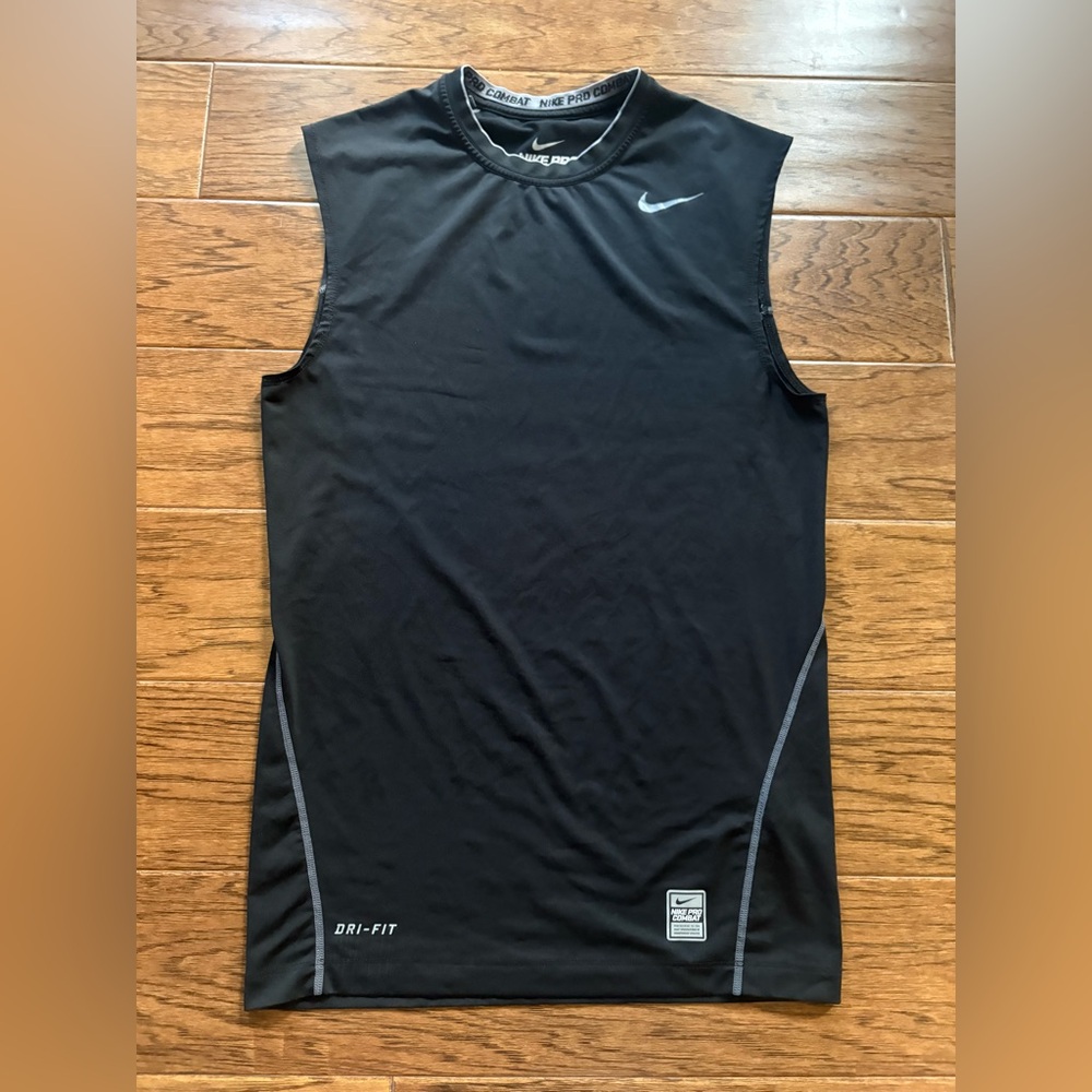 Nike Pro Combat Tank Top Sleeveless Shirt Black Compression Fitted Large